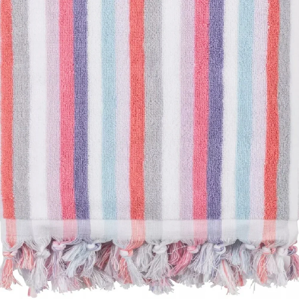 4 brand new Wild Sage Shae Multicolor Stripe 100% Cotton BATH Towels